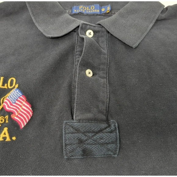 Polo Ralph Lauren Mens 1XB Shirt American Flag Black VTG - Picture 6 of 9